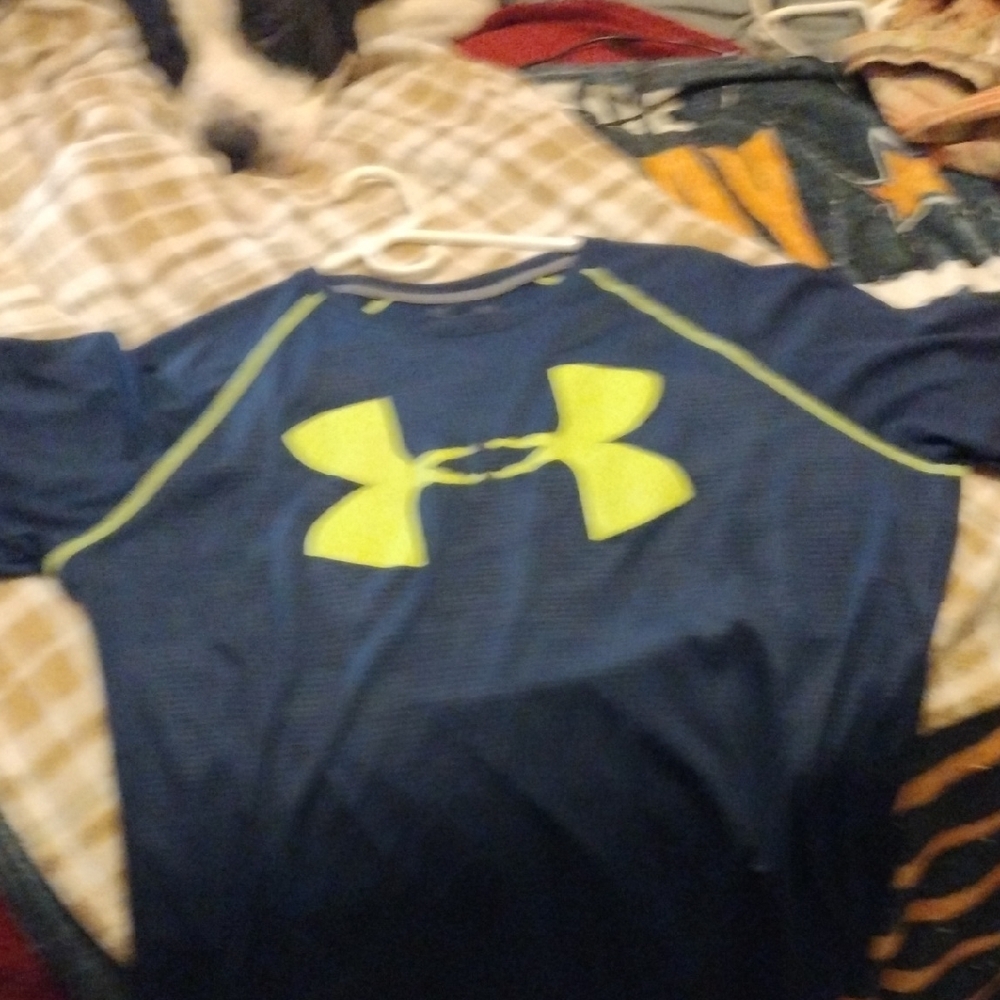Under Armour Blue and Neon Green T-Shirt
